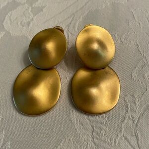 Brushed gold statement clip on earrings